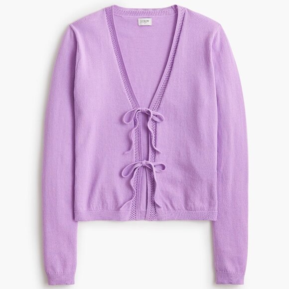 J. Crew Factory Sweaters - J. Crew Bright Lilac Tie-front Cardigan Sweater/NWT/M